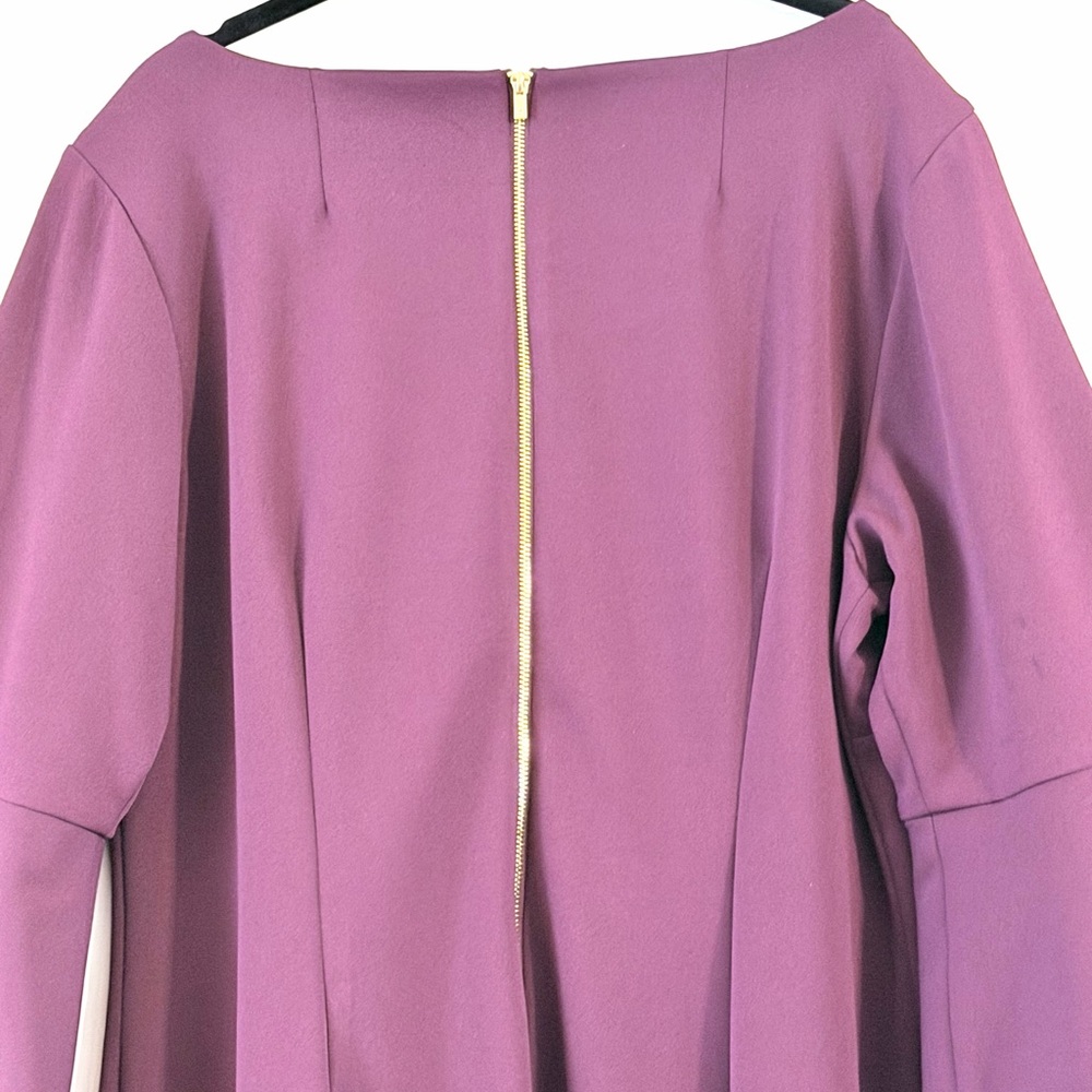 Calvin Klein Plum Bell-Sleeve Sheath Dress Size 16 - Picture 9 of 12